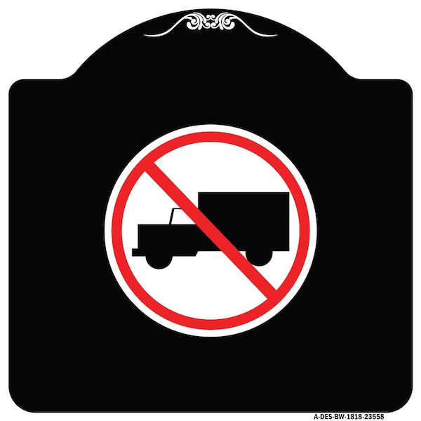 Signmission Designer Series No Truck, Black & White Heavy-Gauge Aluminum Sign, 18" x 18", BW-1818-23558 A-DES-BW-1818-23558 - main